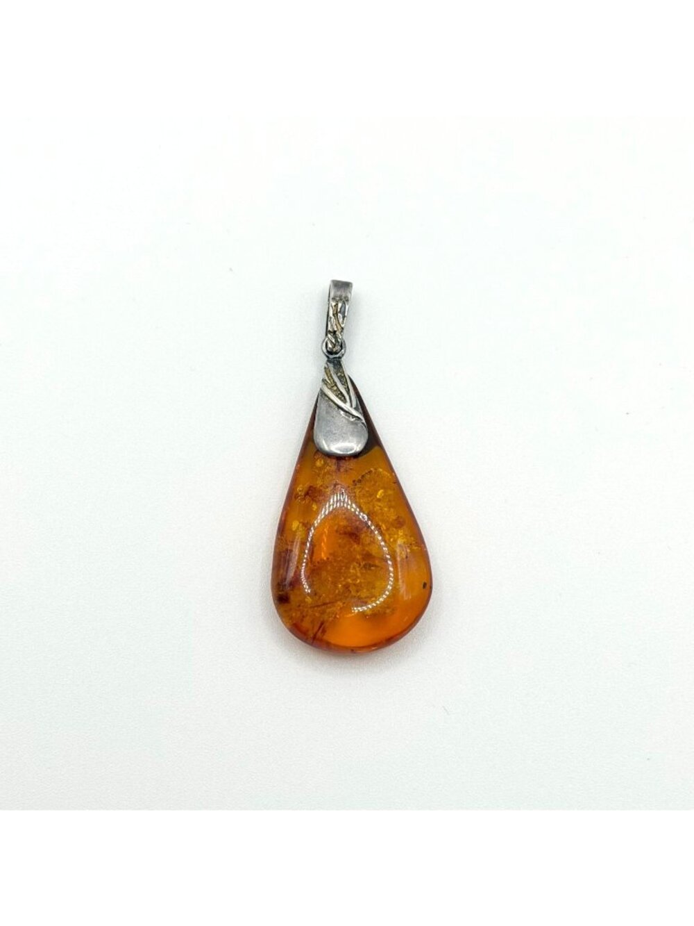 925 Sterling Silver Baltic Amber Pendant Natural Gemstone Handmade